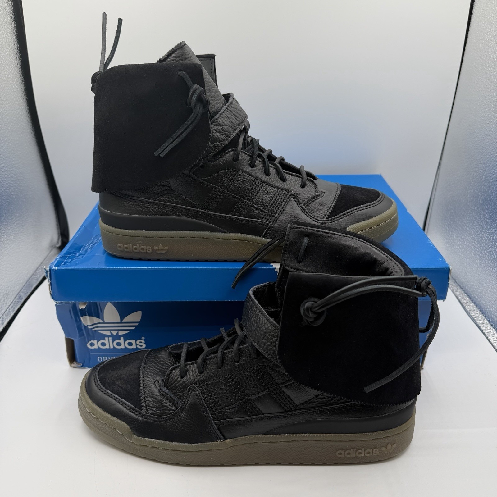 Adidas Forum Hi Moc Shoes Mens Sz 9.5 Black Clay Suede Sneakers B27670